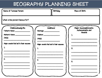 Preview of Biography Graphic Organizer