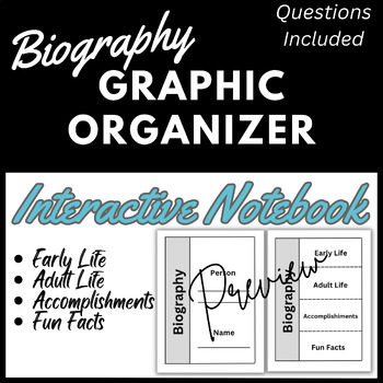 Preview of Biography Graphic Organizer, Interactive Notebook, Elementary Biography Writing