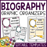 Biography Graphic Organizer Pennants | Editable Writing Te