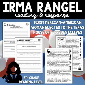 Preview of Biography - Irma Rangel: Women's, Hispanic, and Texas History Reading & Response