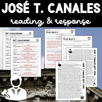 Preview of Biography - José T. Canales: Hispanic and Texas History Reading and Response