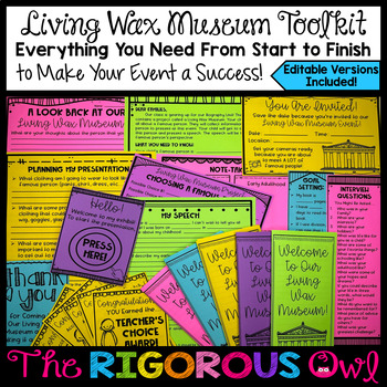 Preview of Living Wax Museum Biography Event Editable Bundle