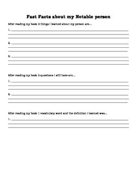 biography note taking sheet pdf