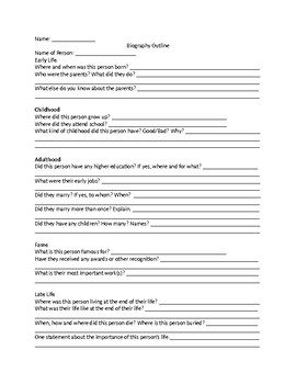 Biography Questions Worksheet