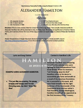 Preview of Biography & Personality Profiles using Hamilton the Musical (UPDATED 2019)