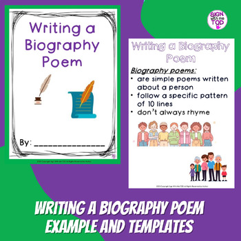 Preview of Biography Poem Examples and Templates
