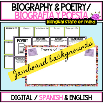 Preview of Biography & Poetry/ Biografía y Poesía Jamboard backgrounds