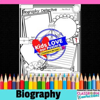 Preview of Biography Book Report : Doodle Style Writing Organizer 3rd 4th 5th Grades