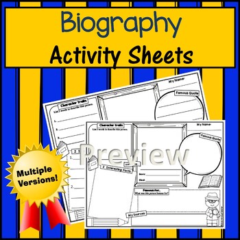 Preview of Biography Research Project Activity Poster - Template Sheet - Graphic Organizer