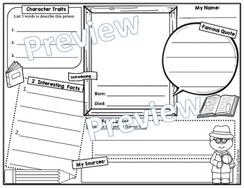 Biography Research Project Activity Poster - Template Sheet - Graphic ...
