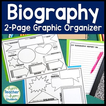 Preview of Biography Template | 2-Page Biography Graphic Organizer to Research any Person
