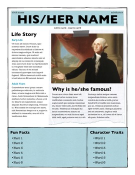 Preview of Biography Project Template
