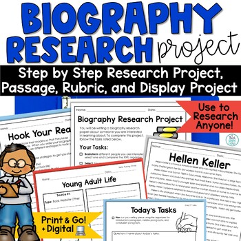 Preview of Biography Project Research Writing Template Posters for Any Person Google Slides