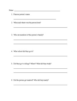 biography questionnaire template