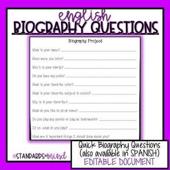 biography questions template