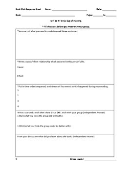 Biography Reading Group Response Sheet by Tech Makes it Easy | TpT