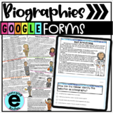 Biography Reading Passages on Google Forms | Distance Learning