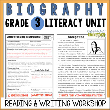 Preview of Biography Reading & Writing Workshop Lessons & Mentor Texts - 3rd Grade