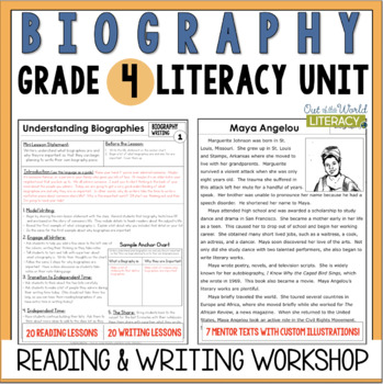 Preview of Biography Reading & Writing Workshop Lessons & Mentor Texts - 4th Grade