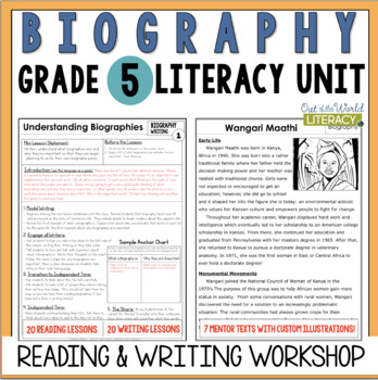 Preview of Biography Reading & Writing Workshop Lessons & Mentor Texts - 5th Grade