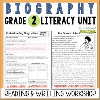 Preview of Biography Reading & Writing Workshop Lessons & Mentor Texts - 2nd Grade