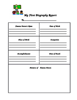Preview of Biography Report Graphic Organizer for K-1