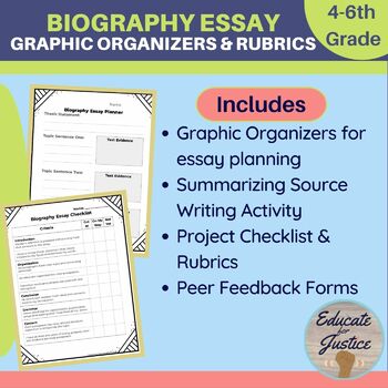 Preview of Biography Report Graphic Organizers | Biography Essay Planning & Rubrics 