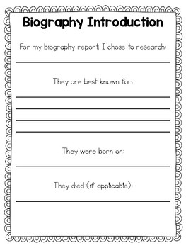 biography report template 3rd grade