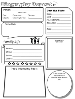 Preview of Biography Report Poster Student Research Report Printable
