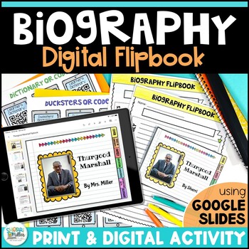 Preview of Biography Research Project Digital Flipbook Template Report Graphic Organizers