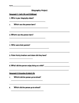 Preview of Biography Report Questions