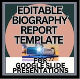 Biography Report Template Editable Google Slides, digital 