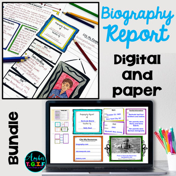 Preview of Biography Graphic Organizer & Report Template | Digital & Print BUNDLE
