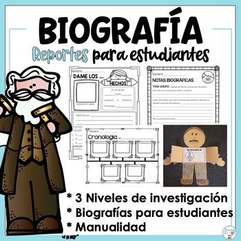 Preview of Biography Report Templates and Outlines in Spanish - Leveled