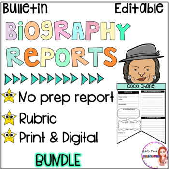 Preview of Biography Report templates for bulletin board - Research templates