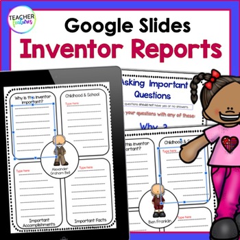 Preview of Biography Research 2nd 3rd Grade Writing Project FAMOUS INVENTORS Google Slides