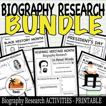 Preview of Biography Research Bundle - BUNDLE- Bulletin Board Biography Research
