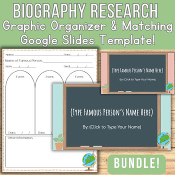 Preview of Biography Research Graphic Organizer AND Google Slides Presentation Templates