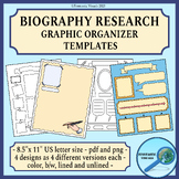 Biography Research Graphic Organizer One Pager Templates