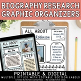 Biography Research Graphic Organizers | Print & Digital