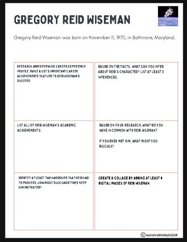 Preview of Biography Research: Gregory Reid Wiseman, NASA Astronaut