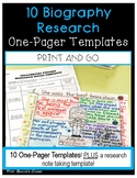 Biography Research One-Pager Templates