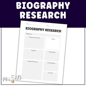 Preview of Biography Research Organizer