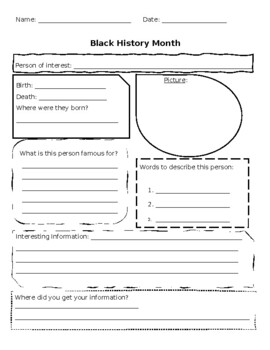 Preview of Biography Research Organizer (Black History Month)