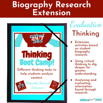 Preview of Biography Research Project Extension Questions for Advanced/Gifted Learners