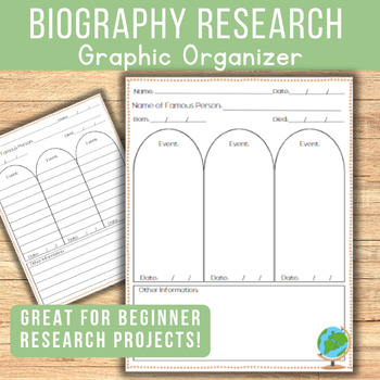 Preview of Biography Research Project Graphic Organizer | Important Events | Informational