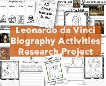 Preview of Biography Research Report / Leonardo da Vinci Biography worksheet