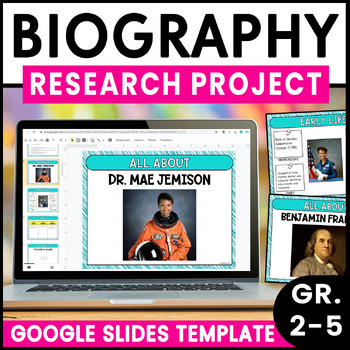 Preview of Biography Research Report Project Template, Google Slides, Digital, Any Figure