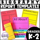 Biography Research Report Templates for Kindergarten, First Grade & Second Grade