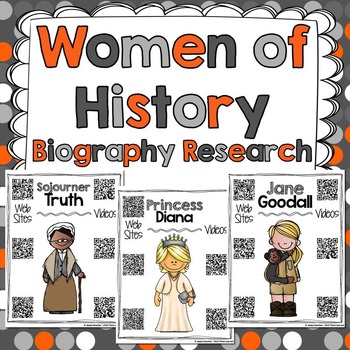 Preview of Biography Research QR Codes for  Women Leaders - Women's History Month